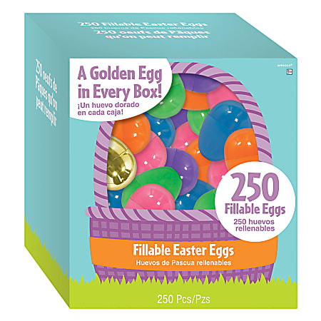 Amscan Fillable Easter Eggs, 3"H x 2"W x 2"D, Multicolor, Pack Of 250 Eggs