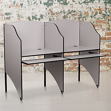 Flash Furniture Add-On Study Carrel, 49 5/8"H x 32"W x 24 7/16"D, Nebula Gray