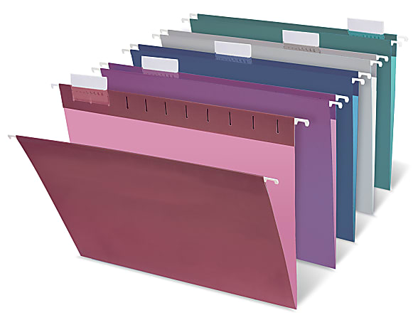 Assorted Colors OD81667 8 1/2in x 11in 1/5 Cut Office Depot 2-Tone Hanging File Folders Letter Size Box of 25 