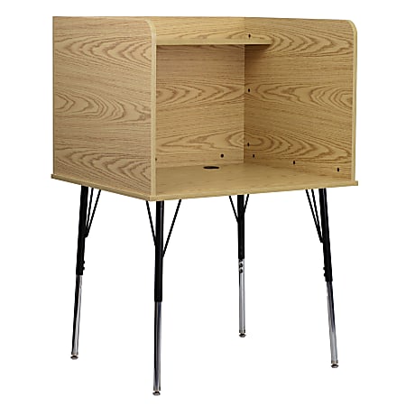 Flash Furniture Adjustable Study Carrel, 53-1/2"H x 35-3/4"W x 30"D, Oak/Black