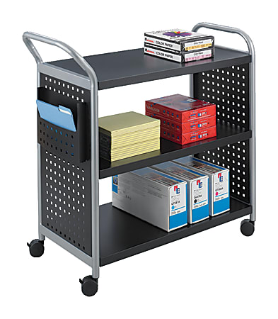 Safco® Scoot 3-Shelf Steel Utility Cart, 38"H x 31"W x 13"D, Black/Silver