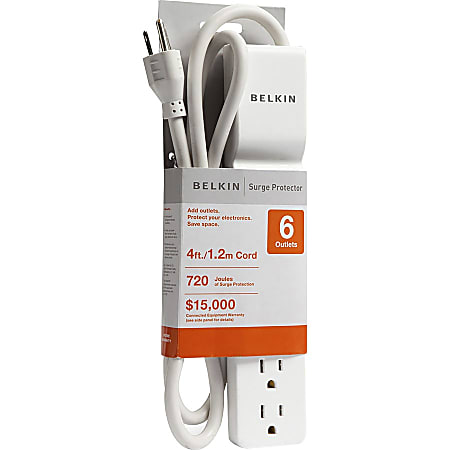 700 Joules Belkin 6-Outlet Home And Office Surge Protector With Essential Power Filtration And 4ft Cord Black 