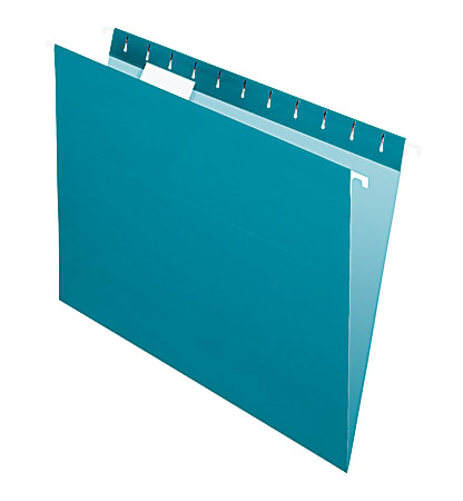 Office Depot® Brand 2-Tone Hanging File Folders, 1/5 Cut, 8 1/2" x 11", Letter Size, Teal, Box Of 25 Folders