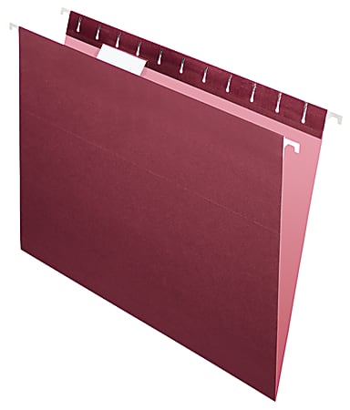 Office Depot® Brand 2-Tone Hanging File Folders, 1/5 Cut, 8 1/2" x 11", Letter Size, Maroon, Box Of 25 Folders