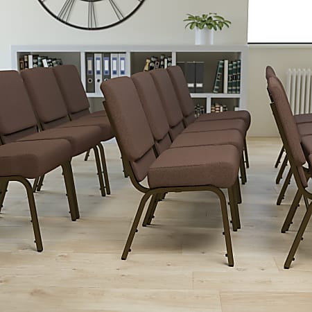 Flash Furniture HERCULES Extra-Wide Stacking Church Chair, Brown/Gold