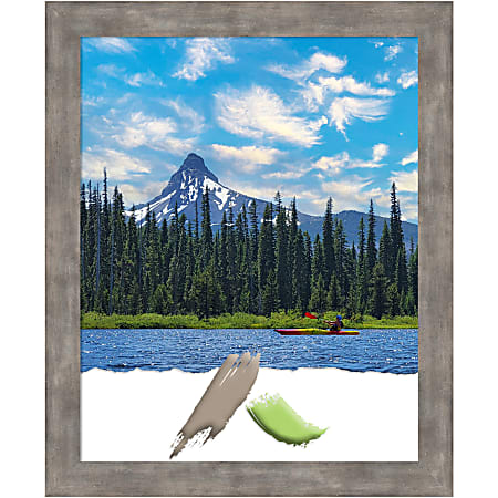 Amanti Art Marred Pewter Wood Picture Frame, 19" x 23", Matted For 16" x 20"