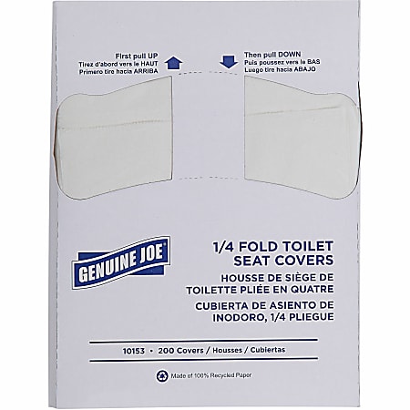 Genuine Joe Quarter-Fold Toilet Seat Covers - Quarter-fold - For Toilet - White - Paper - 200/Pack - 25 / Carton