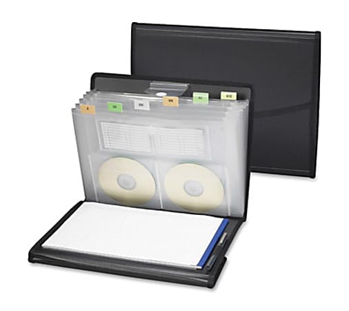 Smead Poly Pro Series II Pad Folio with Expanding File - Letter - 8 1/2" x 11" Sheet Size - 4 Pocket(s) - Black - 1 Each