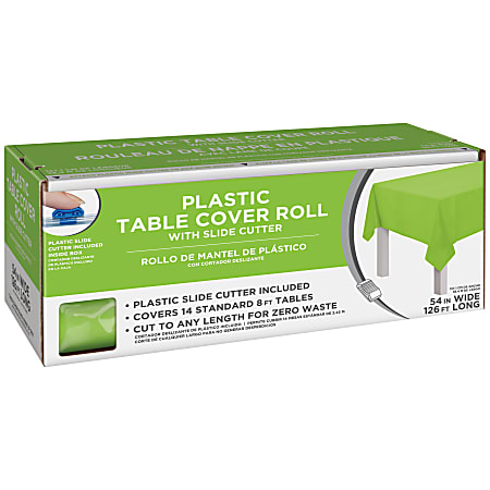 Amscan Boxed Plastic Table Roll, Kiwi Green, 54” x 126’