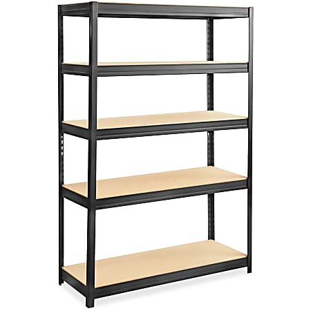 Safco® Boltless Steel/Particleboard Shelving, 5 Shelves, 72"H x 48"W x 18"D, Black