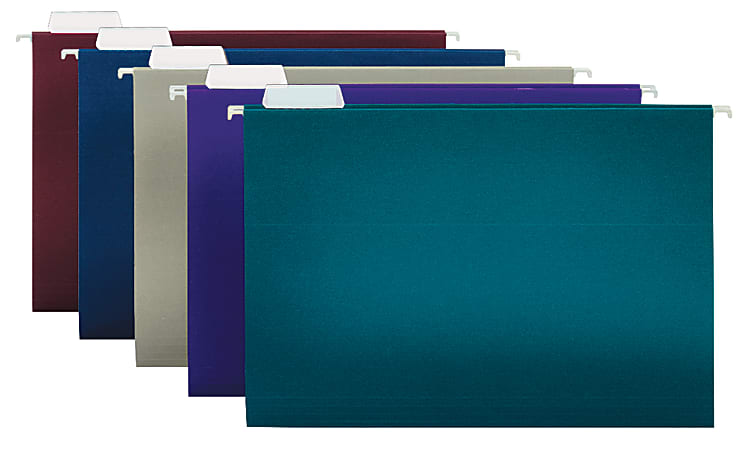 Office Depot® Brand 2-Tone Hanging File Folders, 1/5 Cut, 8 1/2" x 14", Legal Size, Assorted Colors, Box Of 25 Folders