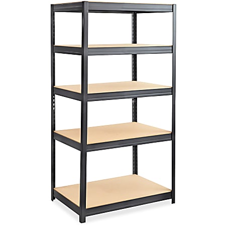 Safco Heavy-duty Boltless Steel Shelving Unit - 5 Tier(s) - 72" Height x 36" Width x 24" DepthFloor - Sturdy, Durable, Heavy Duty, Adjustable Shelf - Powder Coated - Black - Wood, Steel, Particleboard - 1 Each