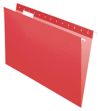 Office Depot® Brand 2-Tone Hanging File Folders, 1/5 Cut, 8 1/2" x 14", Legal Size, Red, Box Of 25 Folders