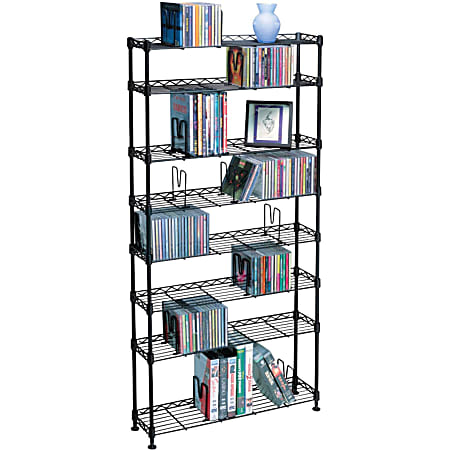 Atlantic 8 Tier Adjustable Multi-Media Storage Rack, Black Steel