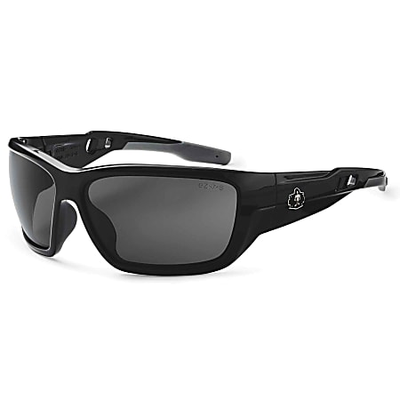 Ergodyne Skullerz® Safety Glasses, Baldr, Anti-Fog, Black Frame, Smoke Lens