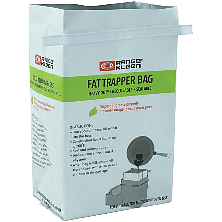 Range Kleen 65110 Trap the Grease: Fat Trapper System 10 Replacement Bags - 1.37 lb Capacity - 3" Width x 4" Length x 6.75" Depth - White - Polyethylene, Aluminum, Kraft Paper, Polypropylene - 10Bag - Kitchen