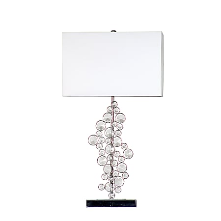 Elegant Designs Prismatic Crystal Sequin Table Lamp, 25"H, White Shade/Chrome Base