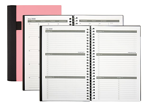Office Depot®  Stellar Weekly/Monthly Academic Planner, 5-1/2" x 8-1/2", Pink, July 2019 to June 2020