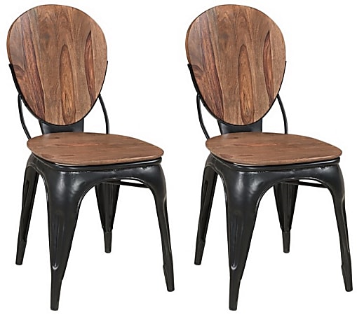 Coast to Coast Grove Sheesham And Iron Dining Chairs, Brown/Black, Set Of 2 Chairs