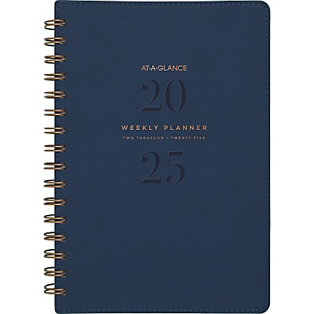 2025-2026 AT-A-GLANCE® Signature Collection Weekly/Monthly Planner, 5-1/2" x 8-1/2", Navy, January To January, YP20020