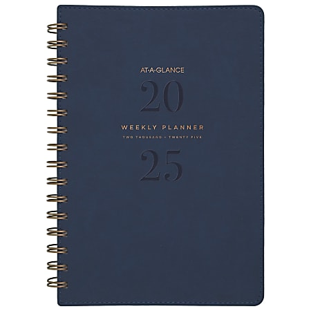 2025-2026 AT-A-GLANCE® Signature Collection Weekly/Monthly Planner, 5-1/2" x 8-1/2", Navy, January To January, YP20020