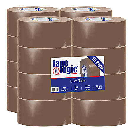 Tape Logic® Color Duct Tape, 3" Core, 3" x 180', Brown, Case Of 16