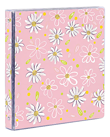 Office Depot® Brand Fashion 3-Ring Binder, 1" Round Rings, Pink Flower