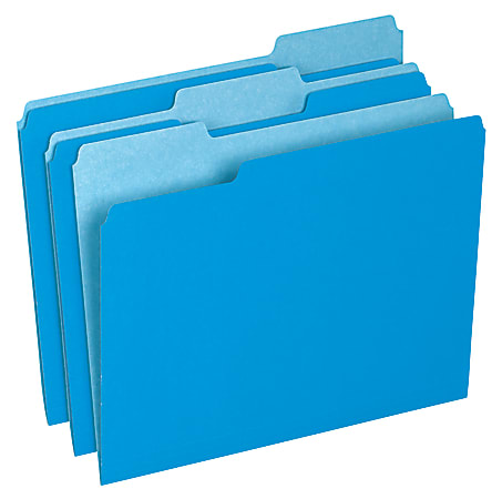 Office Depot® Brand Interior File Folders, 1/3 Tab Cut, Letter Size, Blue, Box Of 100 Folders