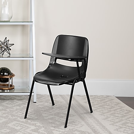 Flash Furniture Shell Chair With Left Hand Flip Up Tablet Arm Black