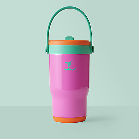 Base Brands Spill-Proof Tumbler With Handle, 14 Oz, Pink