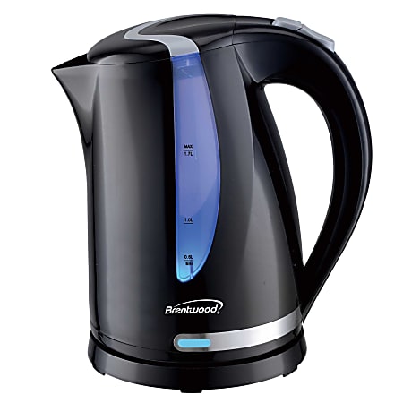 Brentwood® KT-1616BK 1,100-Watt 1.7 L Cordless Electric Kettle with Concealed Stainless Steel Heating Element, Black