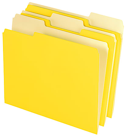 Office Depot® Brand Interior File Folders, 1/3 Tab Cut, Letter Size, Yellow, Box Of 100 Folders