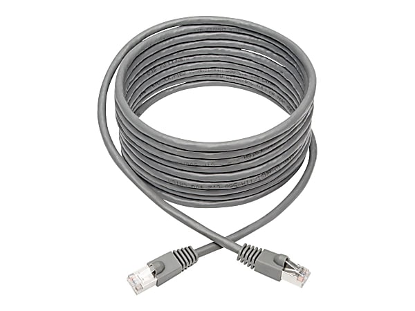 Tripp Lite Cat6a Snagless Shielded STP Network Patch Cable 10G Certified, PoE, Gray RJ45 M/M 14ft 14' - 1 x RJ-45 Male Network - 1 x RJ-45 Male Network - Shielding - Gray