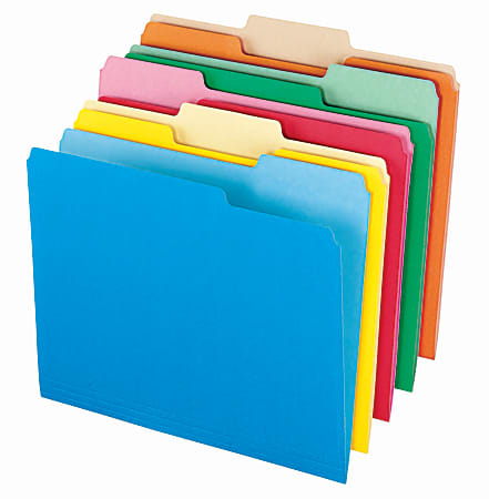 Office Depot® Brand Interior File Folders, 8 1/2" x 11", Letter Size, Assorted, Box Of 100 Folders