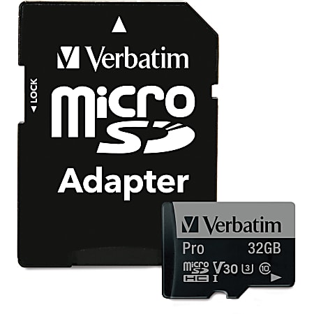 Verbatim 32GB Pro 600X microSDHC Memory Card with Adapter, UHS-I U3 Class 10 - Class 10/UHS-I (U3) - 90 MB/s Read1 Pack - 600x Memory Speed