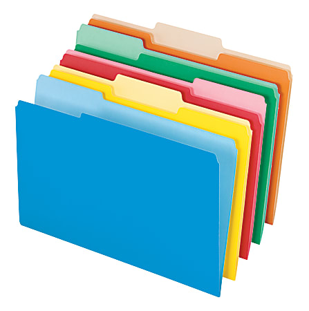Office Depot® Brand Interior File Folders, 1/3 Tab Cut, Legal Size, Assorted, Box Of 100 Folders