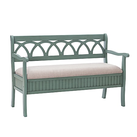 Powell Camargo Storage Bench With Cushion, Teal/Beige