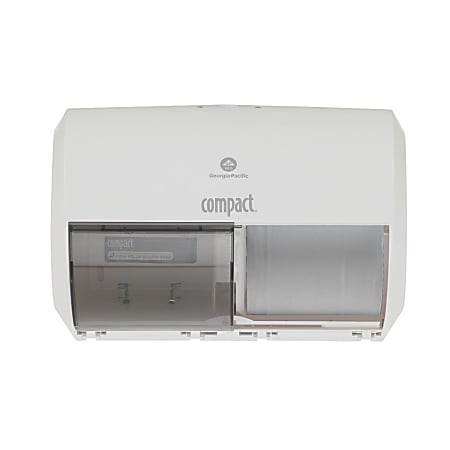 Compact® by GP PRO, 2-Roll Side-by-Side Coreless High-Capacity Toilet Paper Dispenser, 56797A, 10.12" x 6.75" x 7.12", White, 1 Dispenser