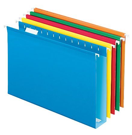 Office Depot® Extra Capacity Hanging Folders With Reinforced Tabs, 1/5 Tab Cut, Legal Size (8-1/2" x 14"), 2" Expansion, Assorted Colors, Box Of 25