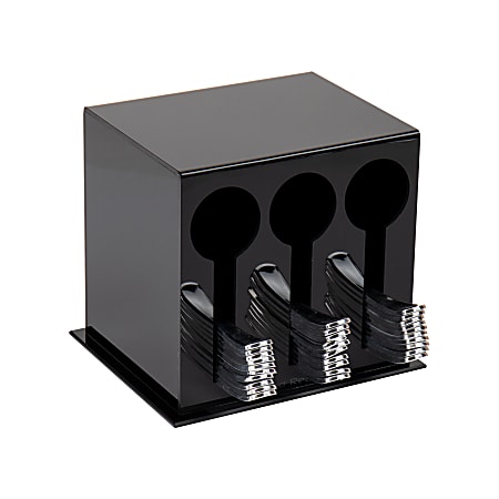Mind Reader 3-Compartment Plastic Utensil Dispenser, 6"H x 5-3/4"W x 7"D, Black