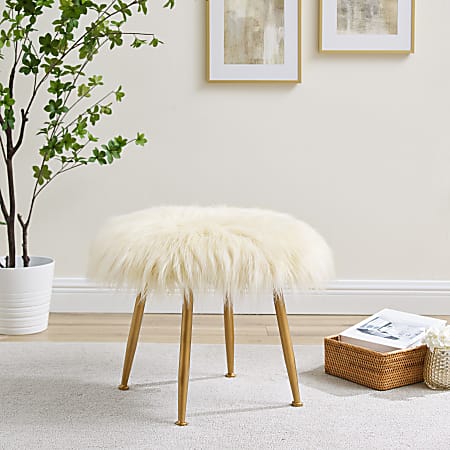 Linon faux shop fur foot stool