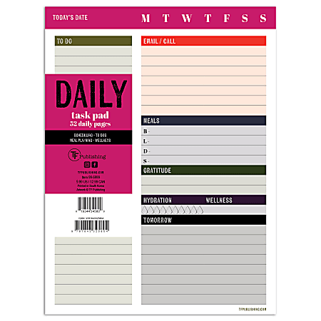 TF Publishing Undated Daily Task Pad, 6" x 8", Bold