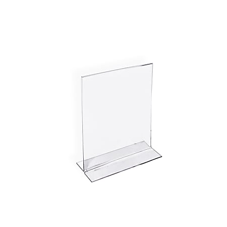 Azar Displays Double-Foot Acrylic Sign Holders, 6 x 4, Clear, Pack Of 10