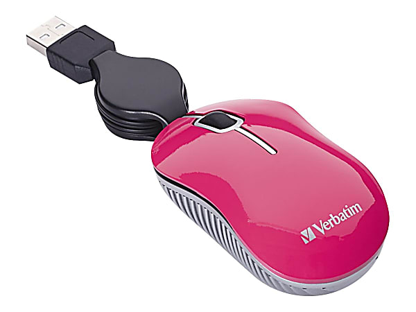 Verbatim® Commuter Series Mini Travel Optical Mouse For USB 2.0, Pink