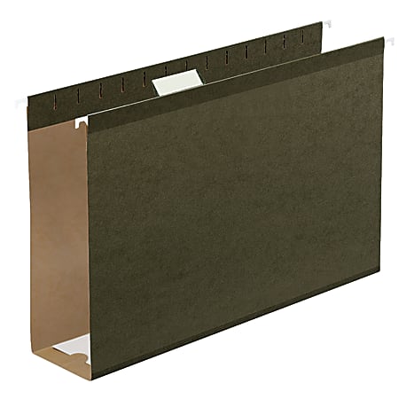 Office Depot® Brand Extra Capacity Hanging Folders With Reinforced Tabs, 1/5 Tab Cut, Legal Size (8-1/2" x 14"), 3" Expansion, Green, Box Of 25
