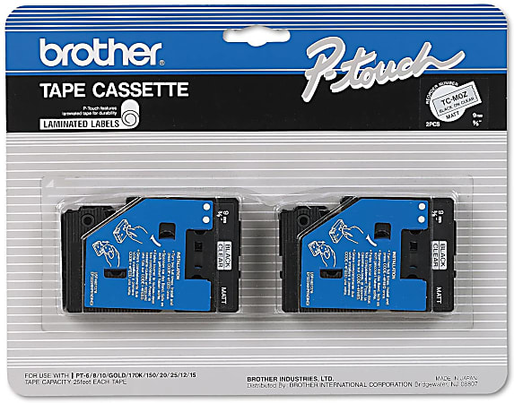 Brother® TCM-OZ Black-On-Clear Matte Tapes, 0.38" x