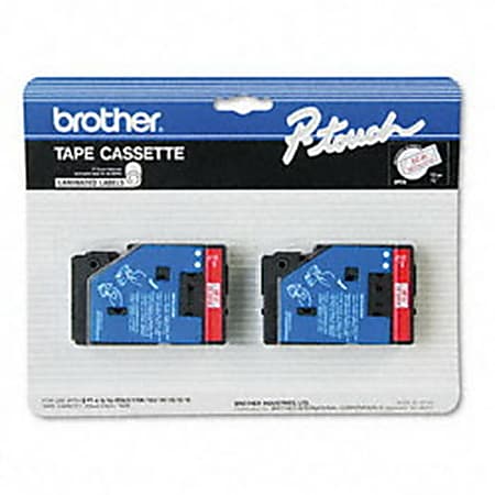 Brother® TC-11 Red-On-Clear Tapes, 0.5" x 25', Pack Of 2