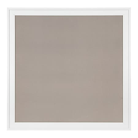 DesignOvations Bosc Non-Magnetic Framed Linen Fabric Pinboard, 31-1/2" x 31-1/2", Gray, White Plastic Frame
