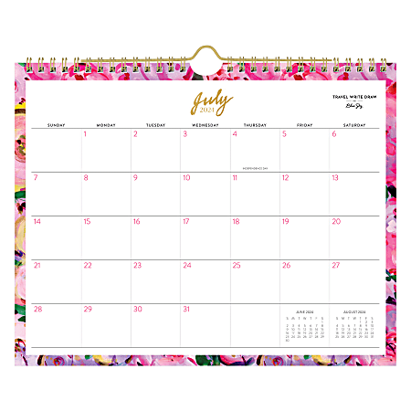 2024-2025 Blue Sky TWD Parisian Peonies Academic Monthly Safety Wirebound Wall Calendar, 11" x 8-3/4", July to June