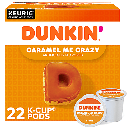 Dunkin' Donuts Coffee K-Cup® Pods, Caramel Me Crazy, Medium Roast, Box Of 22 Pods